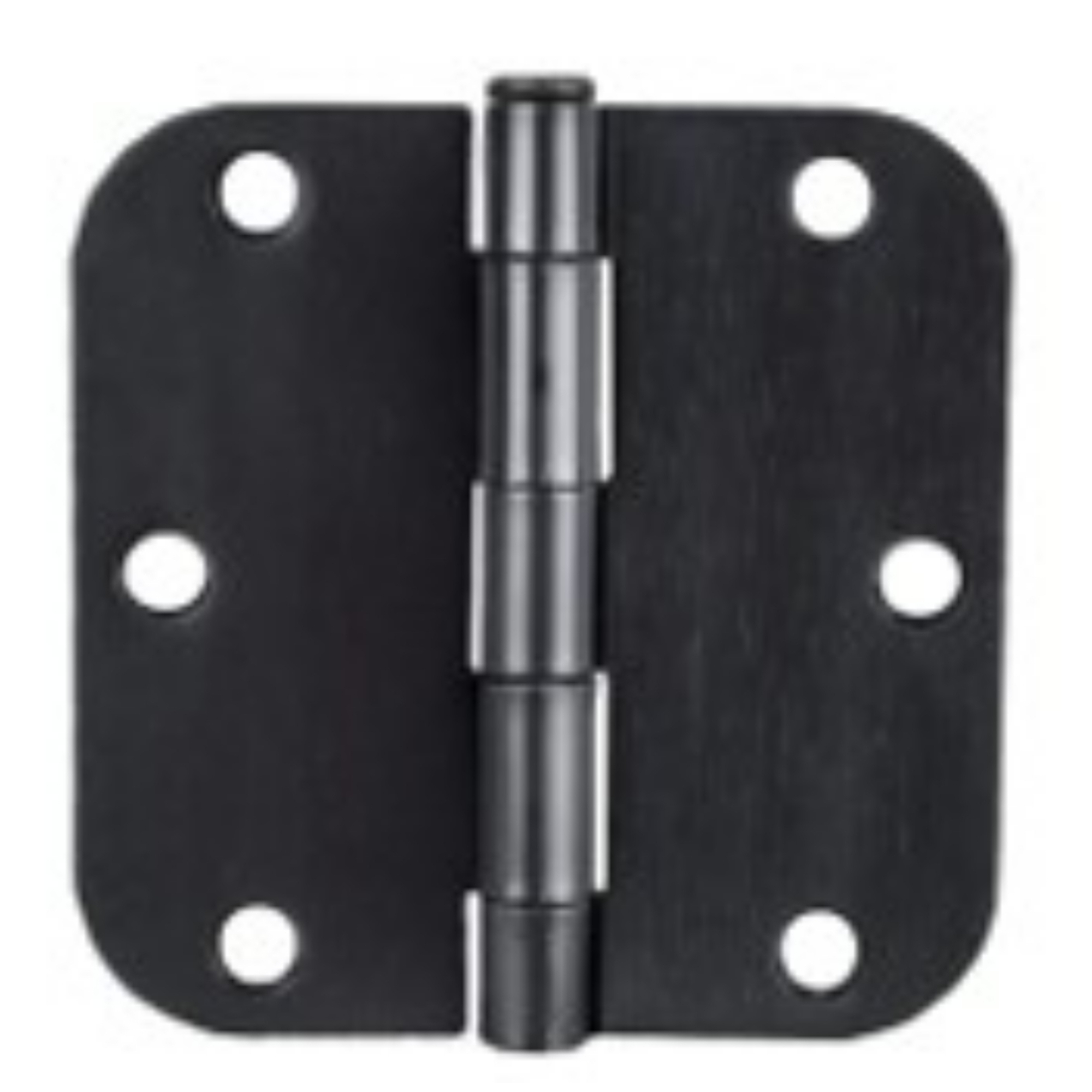 Global Door Controls Full Mortise Residential Door Hinge Set — 3.5in. x 3.5in., 5/8in. Radius, Matte Black, Removable Pin, 2-Pc., Model# CP3535-5/8-US19-M